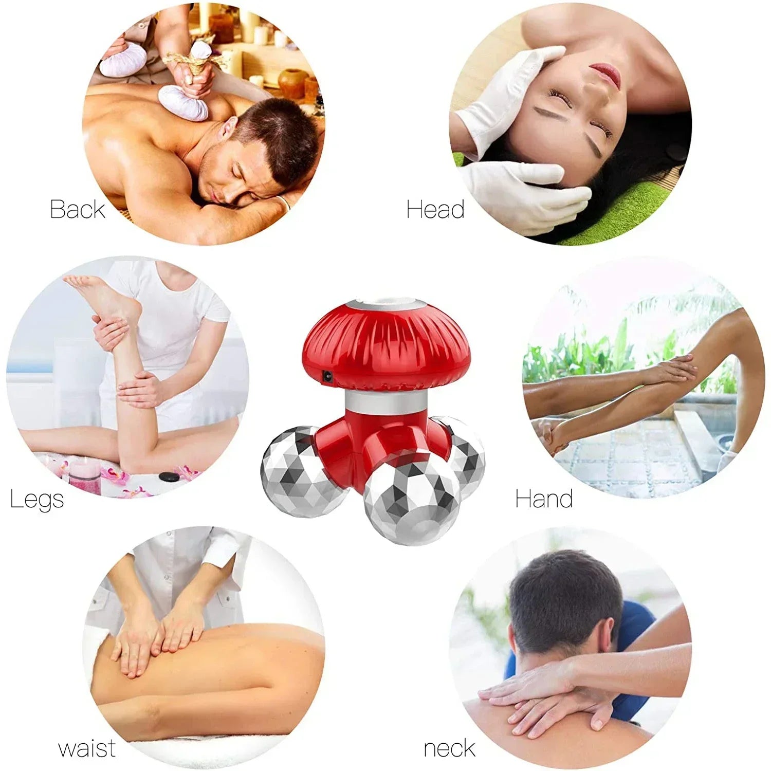 4-in-1 Handheld Vibrating Massager Portable Mini Massager Red-4